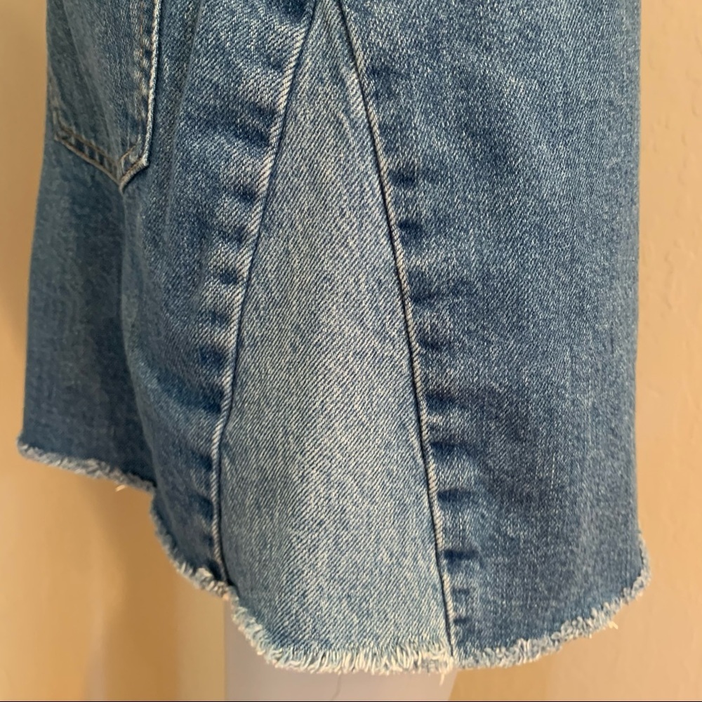 MADEWELL Denim Panel Frayed Hem 5 Pocket Skirt 100% Cotton - Picture 8 of 15